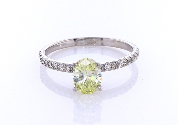 Ring - 14 karat Hvidguld -  0.90ct. tw. Diamant (Naturfarvet) - Diamant