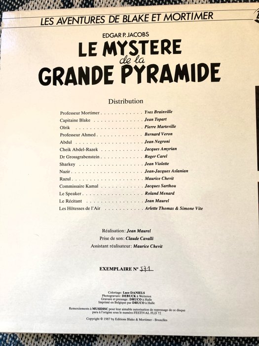 Blake  Mortimer T3 + T4 - Le Mystère de la Grande Pyramide 1  2 + vinyl - 2x C - 2 Albums - Begrænset udgave - 1987/1989