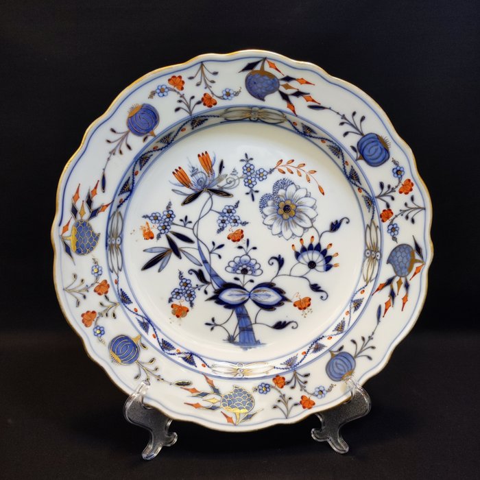 Teichert-Werke Stadt Meissen - Tallerken (2) - 2er Set (Speiseteller Ø 250cm Vorspeiseteller Ø 213cm) Zwiebelmuster Royal "Neuer Ausschnitt" - Porcelæn