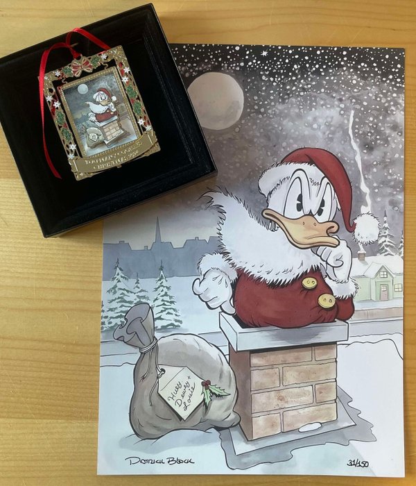 Limited-edition Disney ornament and print - 2 Too Many Cookies guld ornament + signeret juleprint - Gallery Disneyana+ - 2024