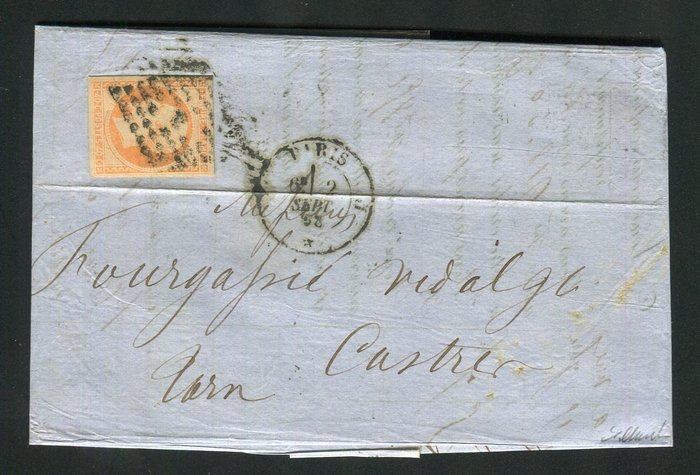 Frankrig 1858 - Belle lettre en double port de Paris pour Castres avec un n° 16