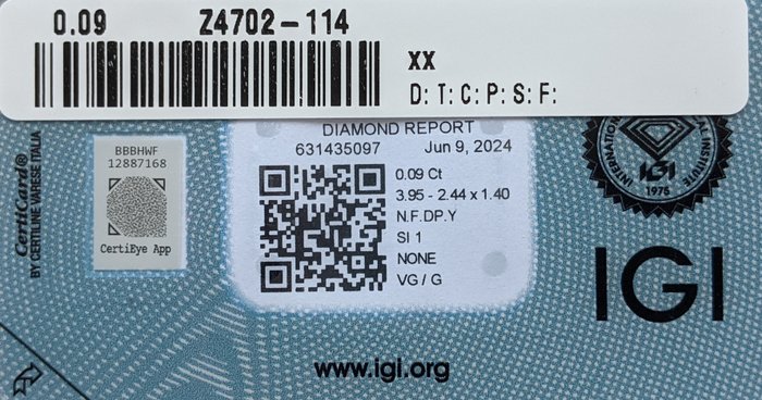 Ingen mindstepris - 1 pcs Diamant  (Naturfarvet)  - 0.09 ct - Pære - Fancy deep Gul - SI1 - International Gemological Institute (IGI)