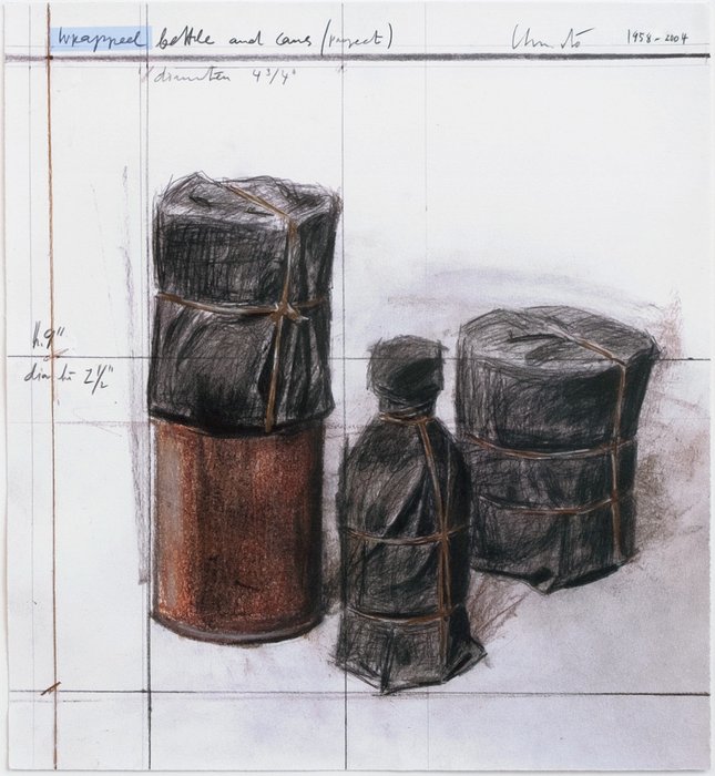 Christo (1935-2020) - Wrapped Bottles and Cans Project, 1958/2004