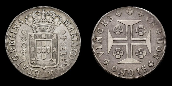 Portugal. D. Maria I (1786-1799). Cruzado Novo (480 Reis) 1794 – Coroa Alta - Muito Escassa