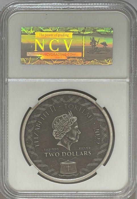 Tokelau. 2 Dollars 2022 Komodo Dragon - Antique Finish, 1 Oz (.999)  (Ingen mindstepris)