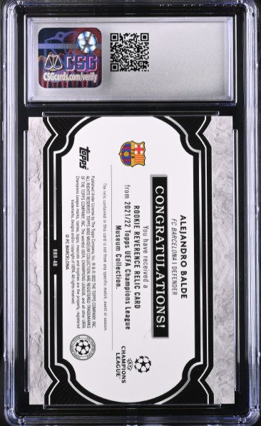 2021 Topps Museum Alejandro Balde - Relic Patch / 150 - Rookie Card CSG 7.5 - 1 Graded card