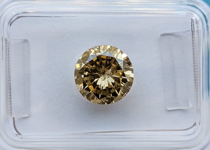 Ingen mindstepris - 1 pcs Diamant  (Naturfarvet)  - 200 ct - Rund - Fancy Brun Gul - I1 - International Gemological Institute (IGI)