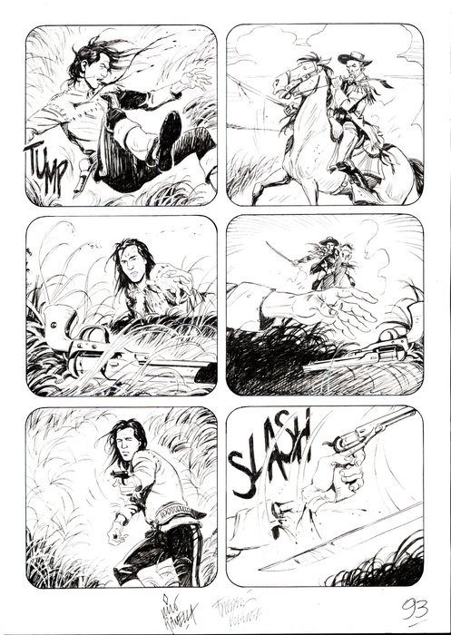 Ramella, Bruno / Volante, Frederic - 3 Original page - Magico Vento #99 - "Morto il 25 Giugno" - 2005