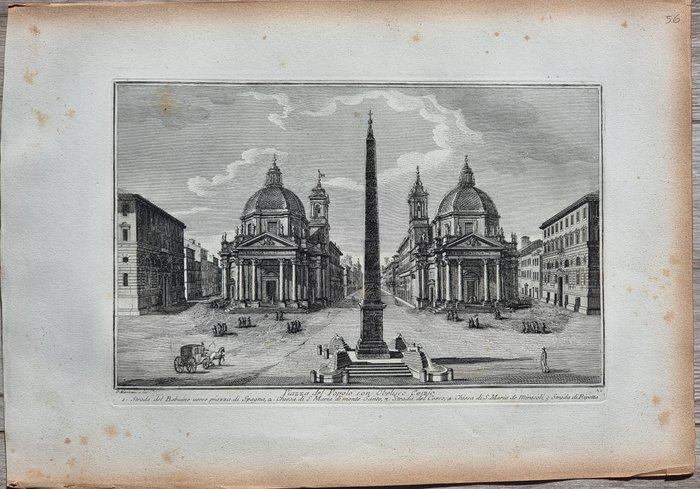 Giuseppe Vasi (1710-1782) - Piazza del Popolo con obelisco Egizio