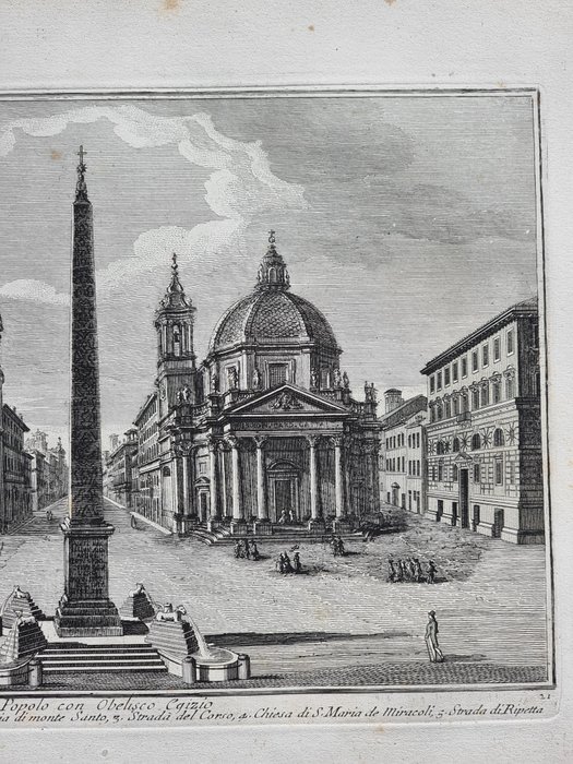 Giuseppe Vasi (1710-1782) - Piazza del Popolo con obelisco Egizio