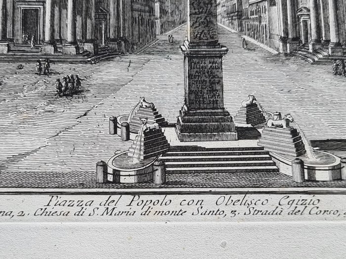 Giuseppe Vasi (1710-1782) - Piazza del Popolo con obelisco Egizio