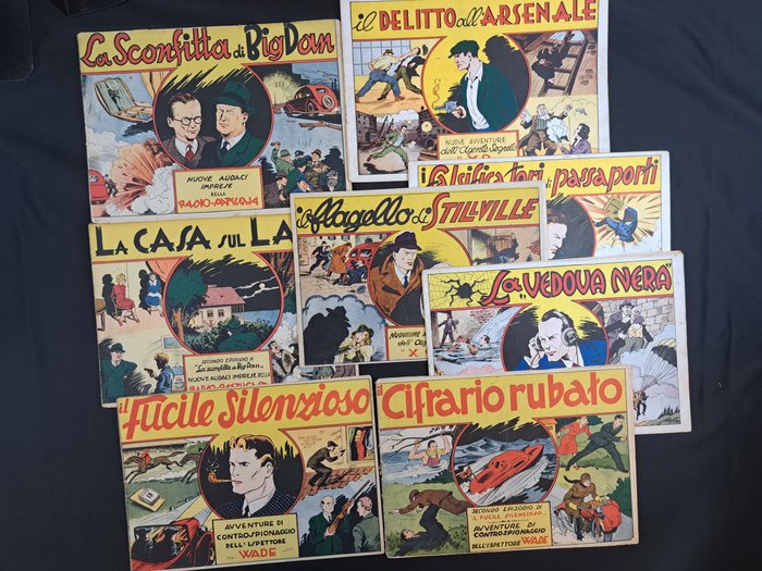 Agente X-9, Radio Pattuglia, Ispettore Wade - 8 Comic - Første udgave - 1945