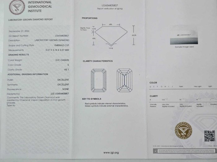 Ingen mindstepris - Ring - 14 karat Hvidguld -  2.29ct. tw. Diamant (Laboratoriedyrket) - Diamant - E, VS1