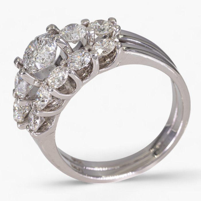 Ingen mindstepris - Ring - 14 karat Hvidguld, IGI Antwerpen - 2,10 ct diamanter - 0,80 ct center -  2.10ct. tw. Diamant (Natur) - Diamant