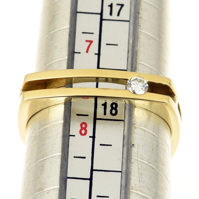 Ring - 18 kraat Gulguld Diamant (Natur)