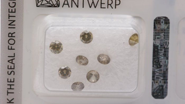 Ingen mindstepris - 8 pcs Diamant  (Natur)  - 1.09 ct - Rund - I1 - Gem Report Antwerp (GRA)