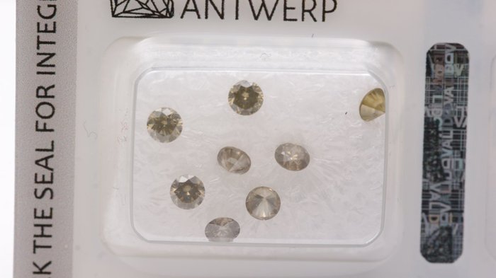 Ingen mindstepris - 8 pcs Diamant  (Natur)  - 1.09 ct - Rund - I1 - Gem Report Antwerp (GRA)