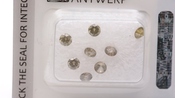 Ingen mindstepris - 8 pcs Diamant  (Natur)  - 1.09 ct - Rund - I1 - Gem Report Antwerp (GRA)