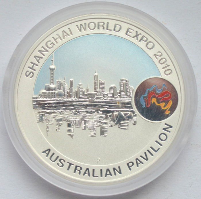 Australien. 1 Dollar 2010 Shanghai World Expo - Coloured, 1 Oz (.999)  (Ingen mindstepris)