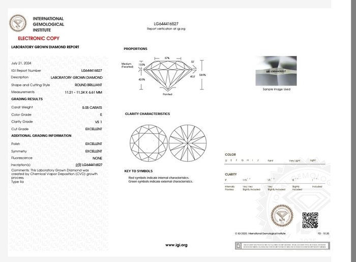 Ingen mindstepris - Ring - 18 kraat Hvidguld -  505ct tw Diamant (Laboratoriedyrket) - E VS1