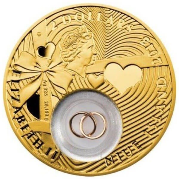 Niue 2 Dollars 2013 Wedding Coin - Gold Plated Proof  (Ingen mindstepris)