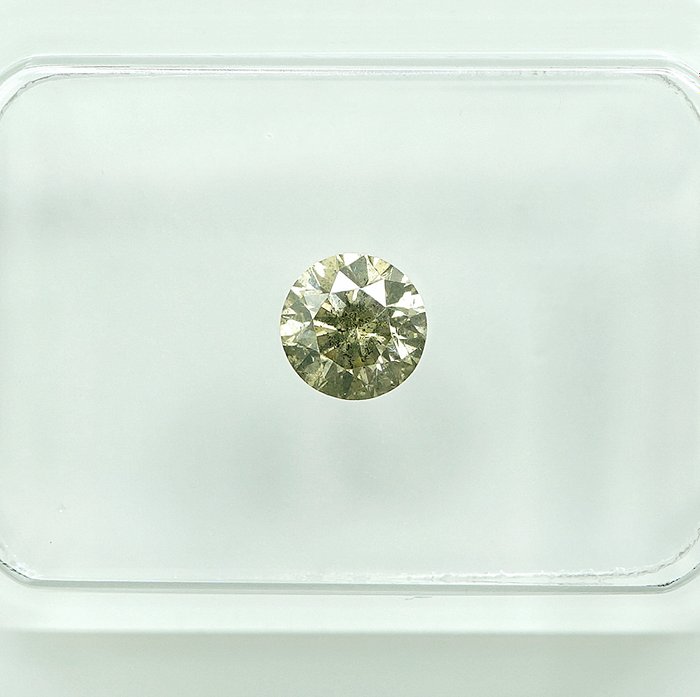 Ingen mindstepris - 1 pcs Diamant  (Naturfarvet)  - 0.35 ct - Fancy intense Grønlig Gul - I1 - Gem Report Antwerp (GRA)