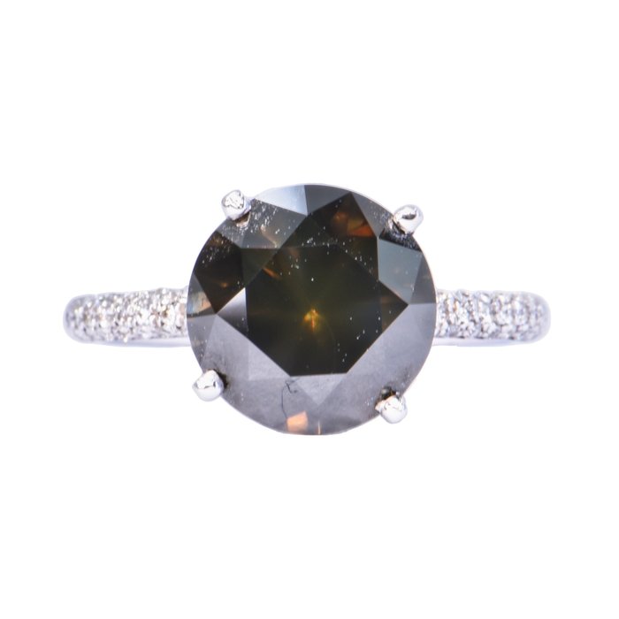 Ingen mindstepris - Ring - 14 karat Hvidguld -  498ct tw Sort Diamant (Farvebehandlet) - Diamant