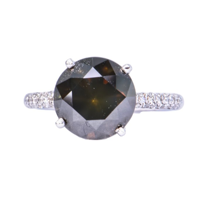 Ingen mindstepris - Ring - 14 karat Hvidguld -  498ct tw Sort Diamant (Farvebehandlet) - Diamant