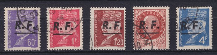 Frankrig 1944 - Befrielse af Montluçon nr. 1, 2, 3, 4, 6 annulleret, signerede kalve. - Mayer