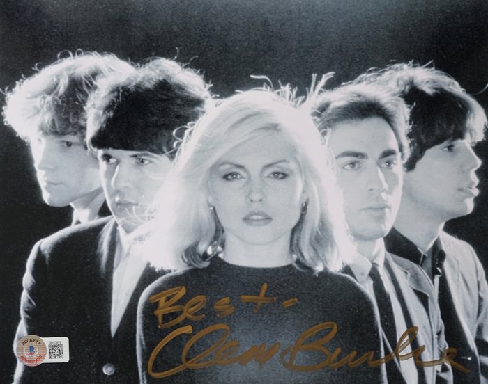 Blondie, Clem Burke Drummer - Autograf, foto med Beckett COA