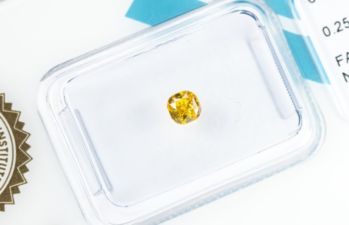 Ingen mindstepris - 1 pcs Diamant  (Naturfarvet)  - 0.25 ct - Pude - Fancy intense Orange Gul - VS2 - International Gemological Institute (IGI)