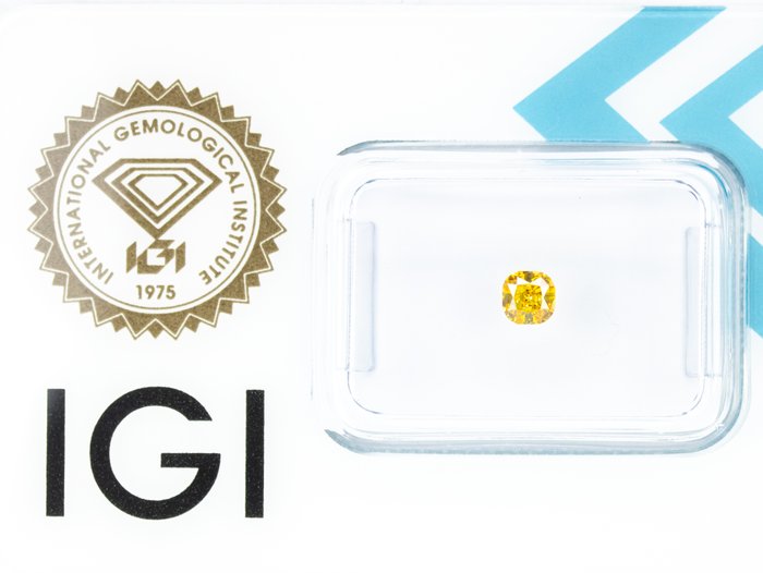 Ingen mindstepris - 1 pcs Diamant  (Naturfarvet)  - 0.25 ct - Pude - Fancy intense Orange Gul - VS2 - International Gemological Institute (IGI)