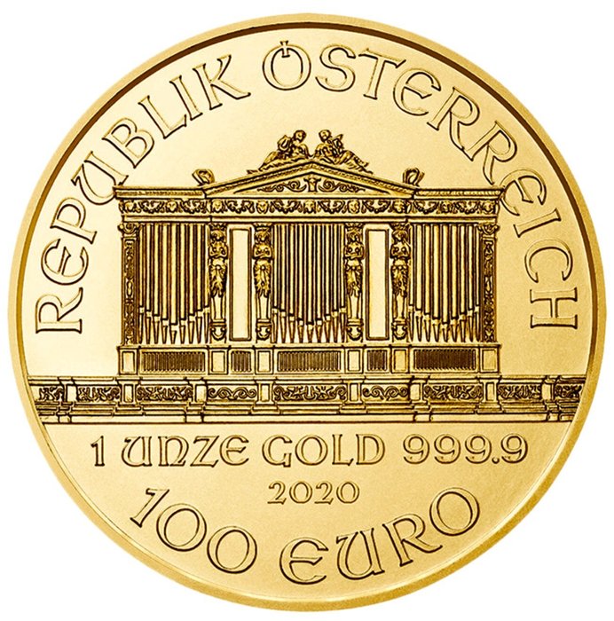 Østrig. 100 Euro 2020 - Wiener Philharmoniker - 1 oz