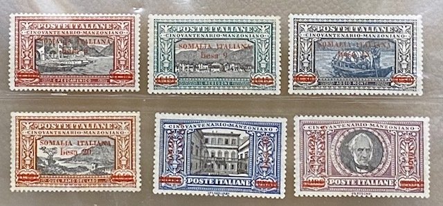 Italienske Somalia 1924 - Manzoni komplet sæt 6v overprint Somalia MNH** - Sassone S 14