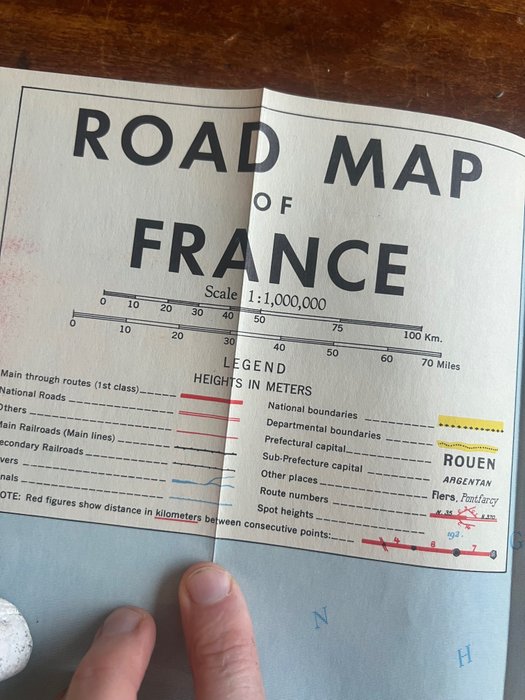 WW2 US Army Normandy / France Engineers Road Map - Frankrig; War Department - Infantry - Airborne - Normandy Beaches - Named to 29th Infantry Regiment - 1944