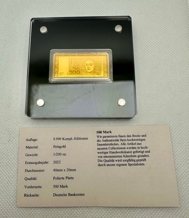 Tyskland. Gold Bar ND 500 Mark, oro 1/200 Oz (.999)  (Ingen mindstepris)