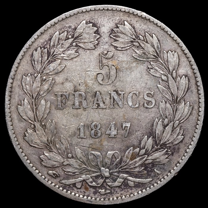 Frankrig. Ludvig-Filip 1. (1830-1848). 5 Francs 1844-W y 1847-A (2 monedas)  (Ingen mindstepris)