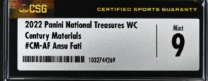 2022 Panini National Treasures WC Ansu Fati #CM-AF Century Materials /99 CSG 9 Graded card