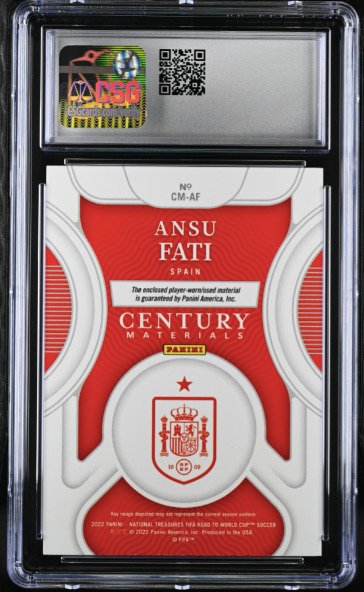 2022 Panini National Treasures WC Ansu Fati #CM-AF Century Materials /99 CSG 9 Graded card