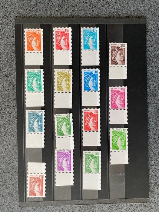 Frankrig 1977/1978 - Sabine serie 1977-1978 uden Fosforstrimmel - Yvert Postes 1965-1979 Sans BP