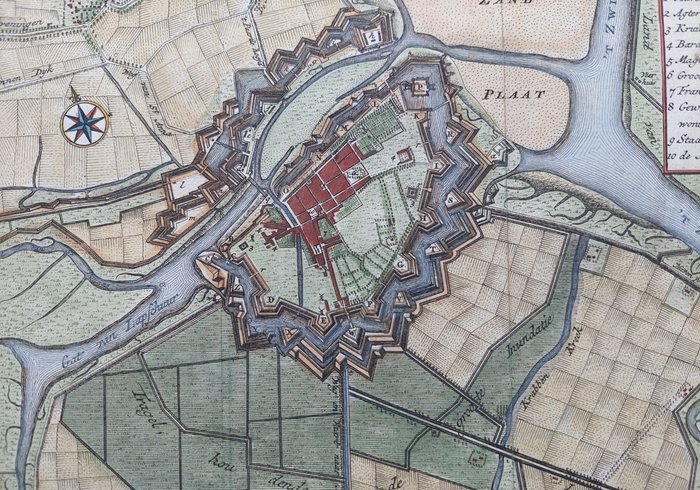 Holland - Låse; Isaak Tirion - Grondtekening van de Stad Sluis in Vlaanderen - 1740