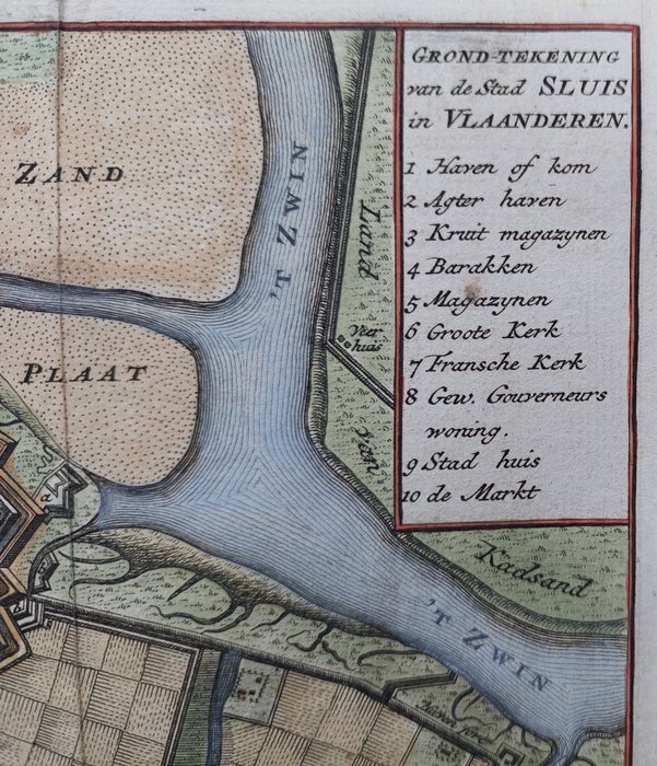 Holland - Låse; Isaak Tirion - Grondtekening van de Stad Sluis in Vlaanderen - 1740