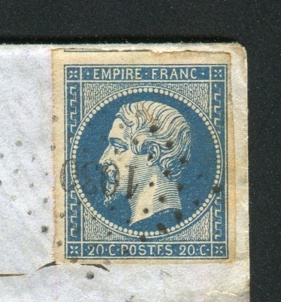 Frankrig 1857 - Fantastisk og sjældent brev fra Cressensac til Brive med to nr. 14Ah Variety POSTFS