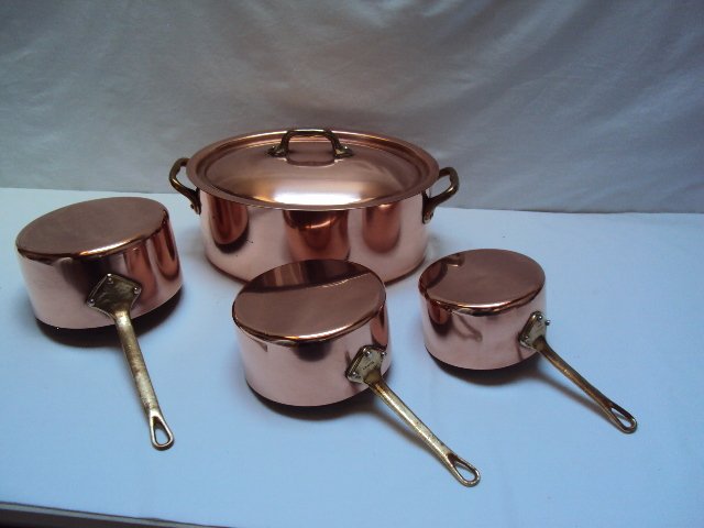 Lot de cuisine 1 cocotte ovale et 3 casseroles - Kasserolle - Kobber, Messing