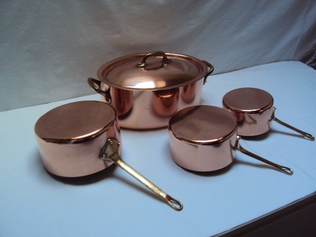 Lot de cuisine 1 cocotte ovale et 3 casseroles - Kasserolle - Kobber, Messing