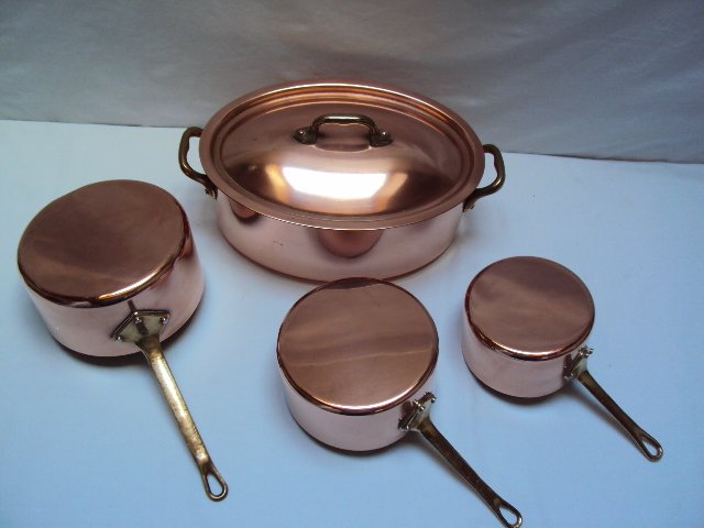 Lot de cuisine 1 cocotte ovale et 3 casseroles - Kasserolle - Kobber, Messing