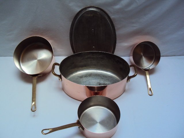 Lot de cuisine 1 cocotte ovale et 3 casseroles - Kasserolle - Kobber, Messing