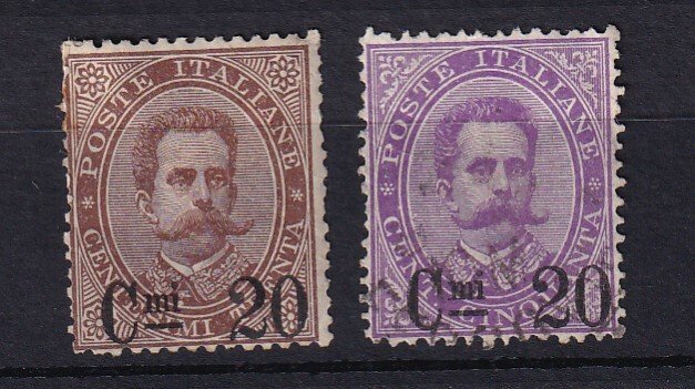 Italien 1890/1891 - kyst 400€, overtrykt stempel - Yvert n°53/54