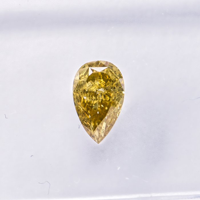 Ingen mindstepris - 1 pcs Diamant  (Naturfarvet)  - 0.50 ct - Pære - Fancy deep Gul - I1 - International Gemological Institute (IGI)