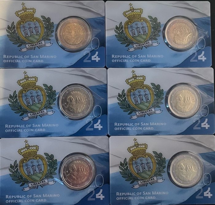 San Marino. 2 Euro 2024 (6 stuks)  (Ingen mindstepris)